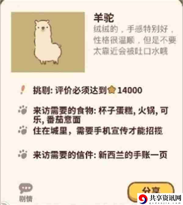 动物餐厅羊驼怎么来 羊驼解锁条件