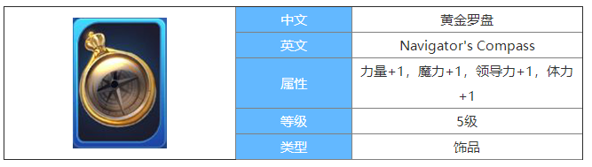 剑与家园黄金罗盘图鉴介绍-黄金罗盘属性怎么样