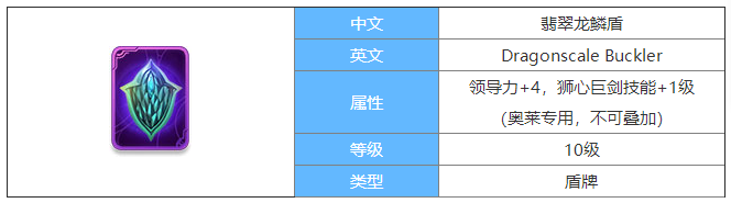 剑与家园翡翠龙鳞盾图鉴介绍-翡翠龙鳞盾属性怎么样