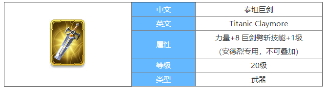 剑与家园泰坦巨剑图鉴介绍-泰坦巨剑属性怎么样