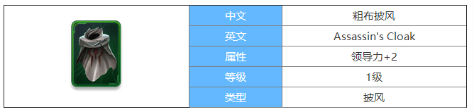 剑与家园粗布披风图鉴介绍-粗布披风属性怎么样