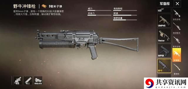 和平精英野牛冲锋枪性能分析-野牛冲锋枪好用吗