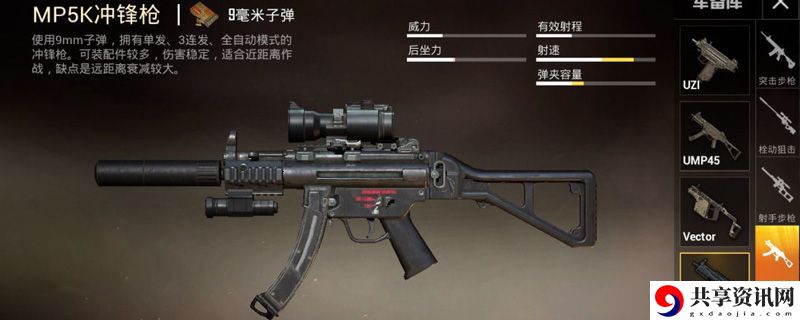 和平精英mp5k冲锋枪性能分析-mp5k冲锋枪的属性怎么样