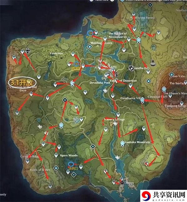 须弥地图开点路线图分享 战斗胜利全方案