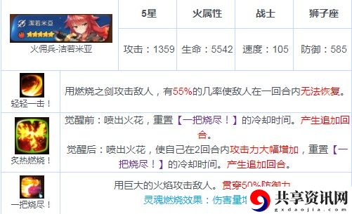 第七史诗火佣兵洁若米亚怎么样？洁若米亚技能加点神器推荐攻略